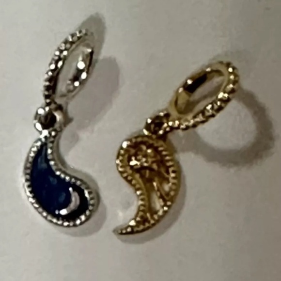 Pandora Two-Tone Splittable Sun & Moon Yin Yang Dangle Charms 14K Gold Blue - Picture 5 of 14